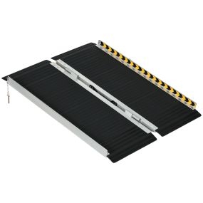 Rampa para Sillas de Ruedas Plegable de Aleación de Aluminio 91 cm Rampa Portátil con Adhesivos Reflectantes Carga 272 kg Negro