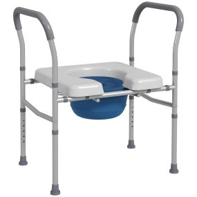 Silla WC 4 en 1 de aluminio para mayores con altura ajustable y carga 136 kg gris