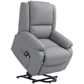 Sillón relax reclinable eléctrico elevador con masaje, calor lumbar, 2 mandos, gris