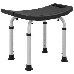 Taburete de ducha regulable de aluminio antideslizante negro carga 135 kg