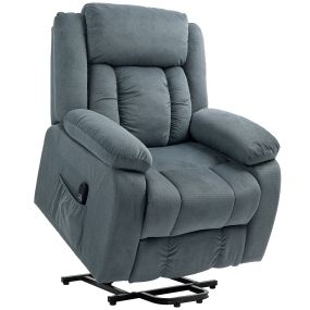 Sillón relax reclinable eléctrico elevador con USB, control remoto, terciopelo gris