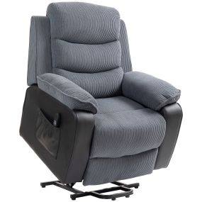 Sillón relax reclinable eléctrico elevador con USB, asiento 60 cm, pana gris oscuro