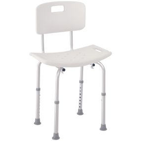 Silla de ducha para personas mayores con respaldo, altura regulable y antideslizante