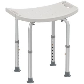 Taburete de ducha regulable de aluminio antideslizante blanco carga 135 kg
