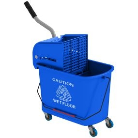 Cubo de fregona con ruedas 20 L azul con escurridor y asa para uso doméstico y comercial