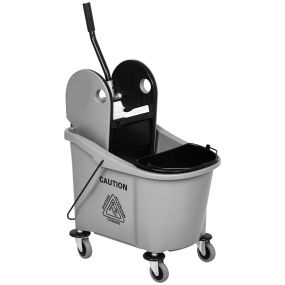 Cubo de fregona con ruedas 36 L carro de limpieza con escurridor y 2 cubetas separadas gris