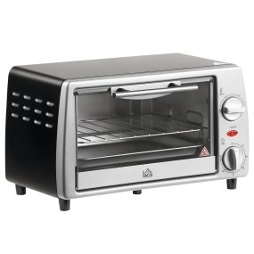 Horno eléctrico de sobremesa 10 litros 750W plata con temporizador 60 min y bandeja y rejilla