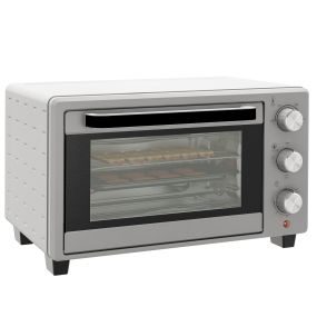 Horno eléctrico de sobremesa 21L 1400W con temporizador 60 min y temperatura regulable 230°C plateado
