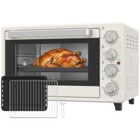 Horno Eléctrico de Sobremesa Mini Horno Tostador de 32L 1600W con 3 Modos de Calor Temporizador 60 Min y Temperatura Regulable hasta 230℃ Crema
