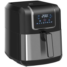 Freidora de aire 6,5L 1700W con 8 programas, pantalla LED táctil, negra, 36,5x29x33,8 cm