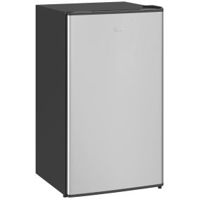 Nevera pequeña 91 L con congelador, silenciosa, bajo encimera, temperatura regulable, negra y plata