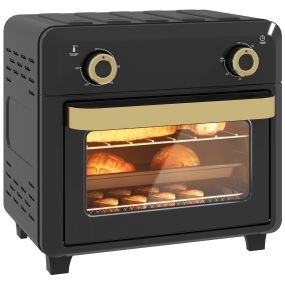 Horno Freidora de Aire 10 L, Horno Eléctrico Multifunción de Sobremesa y Air Fryer 2 en 1 con 2 Mandos, Convección 360°, Temperatura hasta 230 °C, Temporizador 60 Min, Bandeja y Cesta, 1000 W