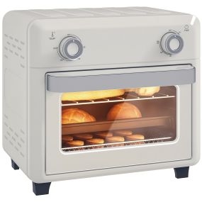 Horno Freidora de Aire 10 L, Horno Eléctrico Multifunción de Sobremesa y Air Fryer 2 en 1 con 2 Mandos, Convección 360°, Temperatura hasta 230 °C, Temporizador 60 Min, Bandeja y Cesta, 1000 W