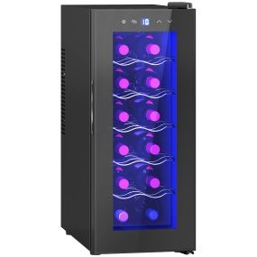 Vinoteca para 12 botellas con doble refrigeración termoeléctrica, 8-18℃, negra