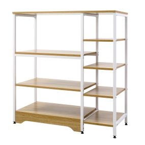 Estante de cocina para microondas y horno con 7 estantes 90x40x95 cm madera natural