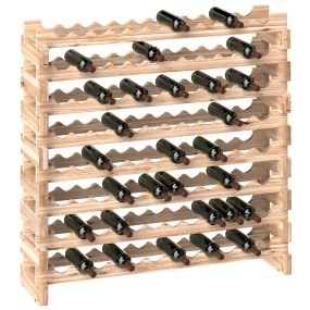 Botellero de madera natural para 96 botellas, 8 niveles, 114x28x113,5 cm, carga 100 kg