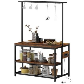 Estantería de cocina industrial con toma de corriente 116x70x182 cm marrón rústico