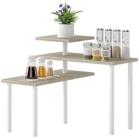Estantería de cocina de 3 niveles con 3 baldas giratorias de metal diseño escalonado natural