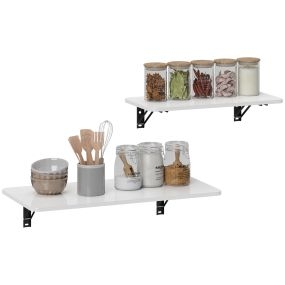 Juego de 2 mesas plegables de pared blancas brillo para cocina comedor estudio dormitorio y salón