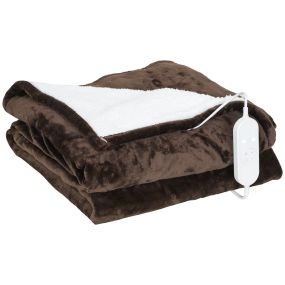 Manta eléctrica grande 180x130 cm marrón con 10 niveles, temporizador, lavable y protección contra sobrecalentamiento