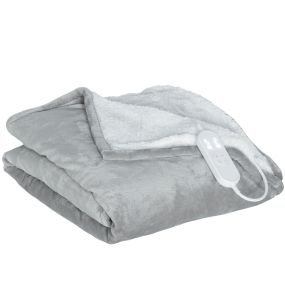 Manta eléctrica grande 180x130 cm gris con 10 niveles, temporizador, lavable y protección contra sobrecalentamiento