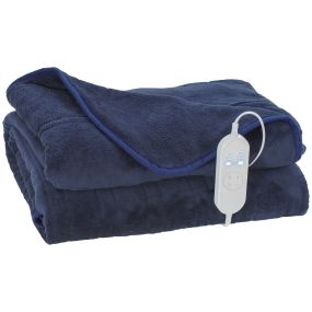 Manta Eléctrica Grande 180x130 cm, Manta Térmica Sofá de Coralina, 10 Niveles de Temperatura, Temporizador, Lavar a Máquina, Pantalla LED, Protección contra Sobrecalentamiento, Azul