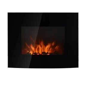Chimenea Eléctrica de Pared 900/1800W Chimenea Decorativa Chimenea Silenciosa con Mando a Distancia Termostato Efecto Llamas para Sala 25-30 m² Negro