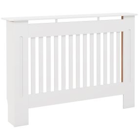 Cubreradiador moderno de MDF blanco 112x19x81 cm para sala de estar y dormitorio