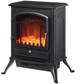 Chimenea eléctrica portátil de pie 1000/2000W con efecto llama, termostato y protección sobrecalentamiento, 45x28x54 cm, negro