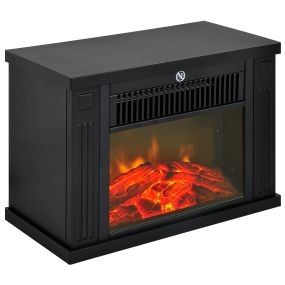 Chimenea eléctrica de mesa portátil 600/1200W efecto llama realista negro 34x17x25 cm 10-15 m²