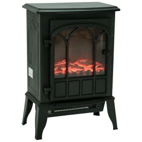 Chimenea eléctrica de pie 1000W/2000W con efecto llama, temperatura ajustable, negro 39x23x56,5 cm