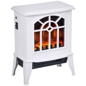Chimenea eléctrica de pie 1000/2000 W blanca 36,5x24x46 cm para 15-20 m²