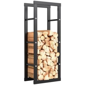 Soporte para Leña para Chimenea Estante de Leña Metálico Leñero de Exterior de Metal para Interior y Exterior Carga 100 kg 40x25x100 cm Negro