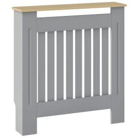 Cubre radiadores de MDF 78x19x83 cm gris y roble para salón dormitorio y pasillo