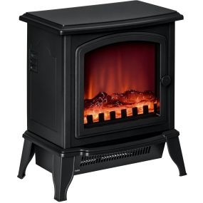 Chimenea eléctrica de pie 1000/2000W con efecto llama, termostato, protección sobrecalentamiento, 36,5x24x45,5 cm, negro