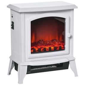 Chimenea eléctrica de pie 1000/2000W decorativa con efecto llama termostato ajustable blanco