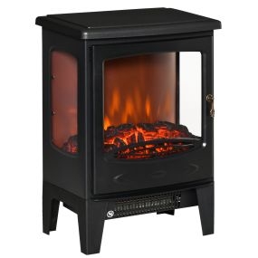 Chimenea eléctrica de pie 900W/1800W con efecto llama, temperatura ajustable y protección sobrecalentamiento, negro