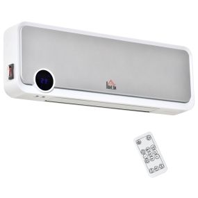 Calefactor eléctrico de pared 1000W/2000W para baño, oscilación, LED, IPX2, blanco