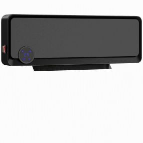 Calefactor eléctrico de pared 1000W/2000W con oscilación, LED, IPX2, temporizador y mando, negro