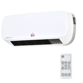 Calefactor eléctrico de pared 1000W/2000W PTC para baño, pantalla LED, IPX2, blanco