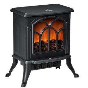 Chimenea eléctrica de pie 750/1500 W negra con efecto llama y protección contra sobrecalentamiento