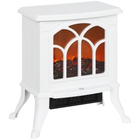 Chimenea eléctrica de pie 750/1500 W blanca con efecto llama y protección contra sobrecalentamiento
