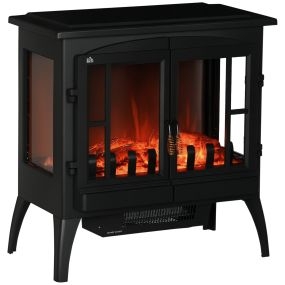 Chimenea eléctrica de pie 1000/2000 W con LED, brillo ajustable, negro 60x37x60,5 cm