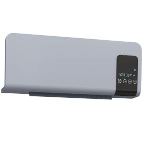 Calefactor eléctrico de pared PTC 1000/2000W gris con oscilación, LED, temporizador y mando