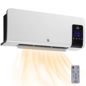 Calefactor eléctrico de pared bajo consumo 1000/2000W PTC con oscilación, LED, temporizador y mando blanco