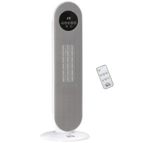 Calefactor eléctrico cerámico PTC 2000W con control remoto, oscilación 45°, temporizador 12H, blanco