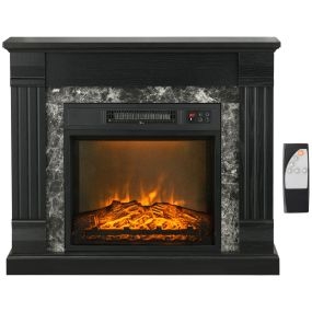 Chimenea Eléctrica 1800W Chimenea Decorativa con Efecto de Llama Mando a Distancia Temporizador Termostato Protección Contra Sobrecalentamiento para Sala 30 m² Negro