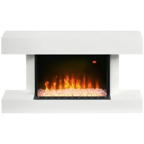 Chimenea eléctrica decorativa de pared o pie 1000W/2000W blanca 98x27x54,5 cm para 15-25 m²