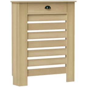 Cubre radiador con cajón de MDF 78x19x95,5 cm diseño moderno de listones roble