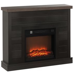 Chimenea eléctrica decorativa con efecto llama 1800 W, control remoto, temporizador, gris oscuro
